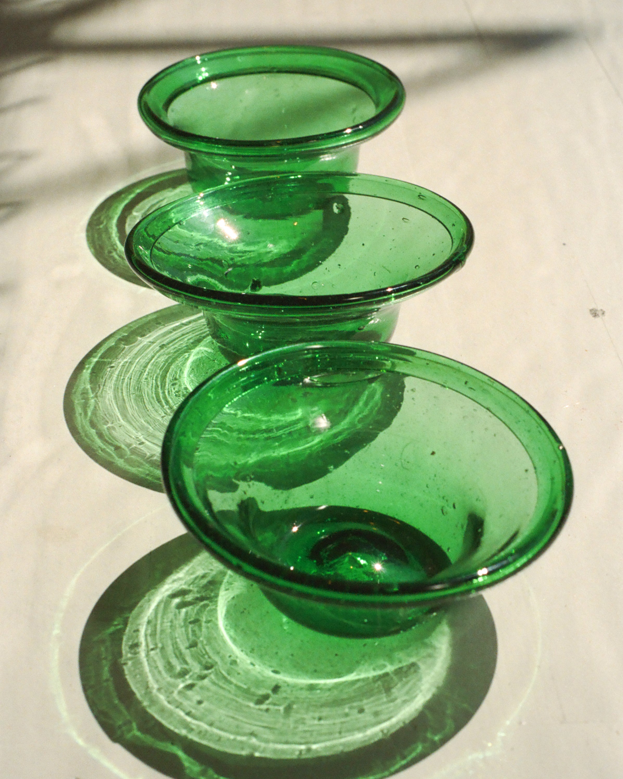 Egyptian Recycled Glass Apertivo Bowl in Bottle Green