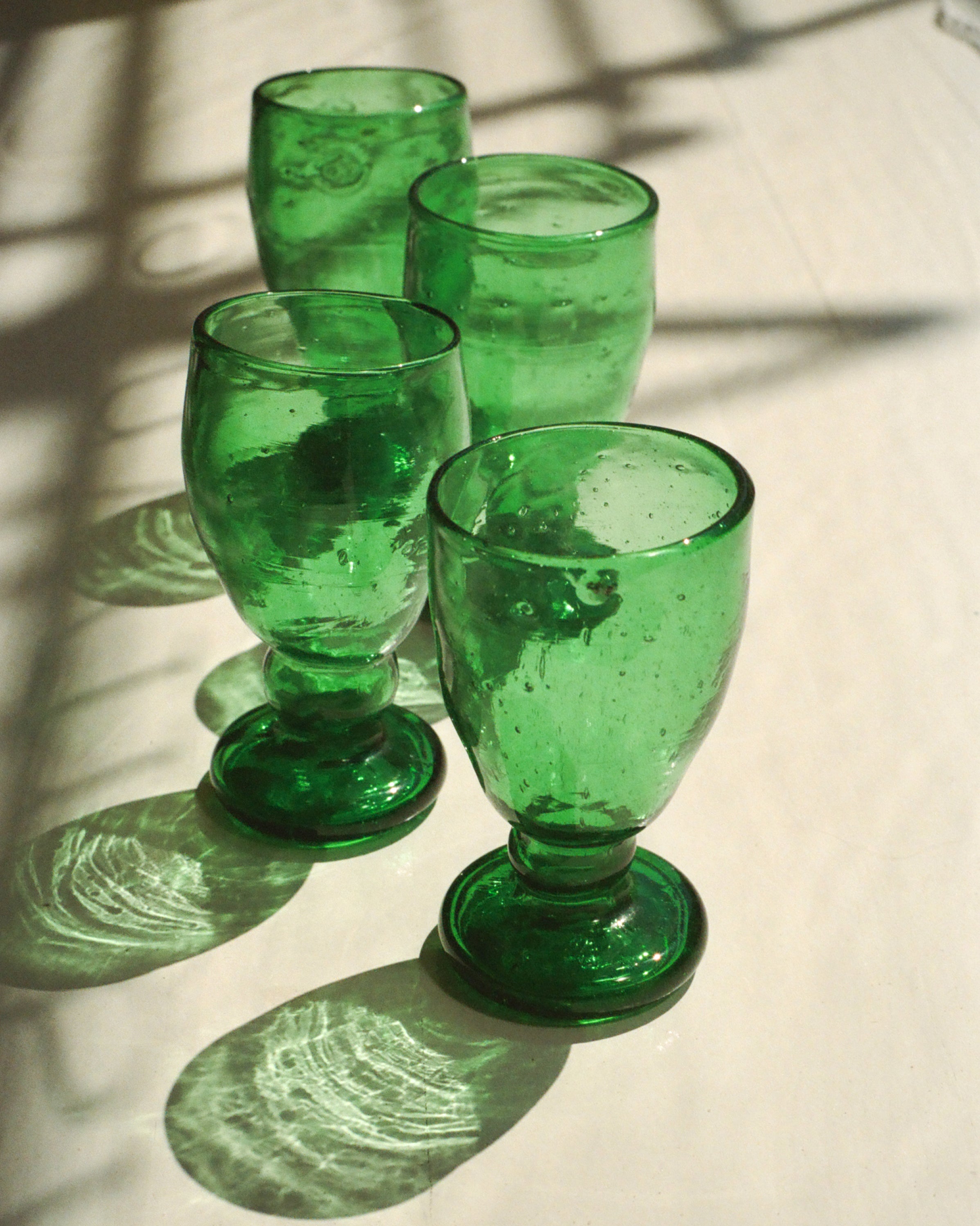Egyptian Recycled Wine Glass in Bottle Green