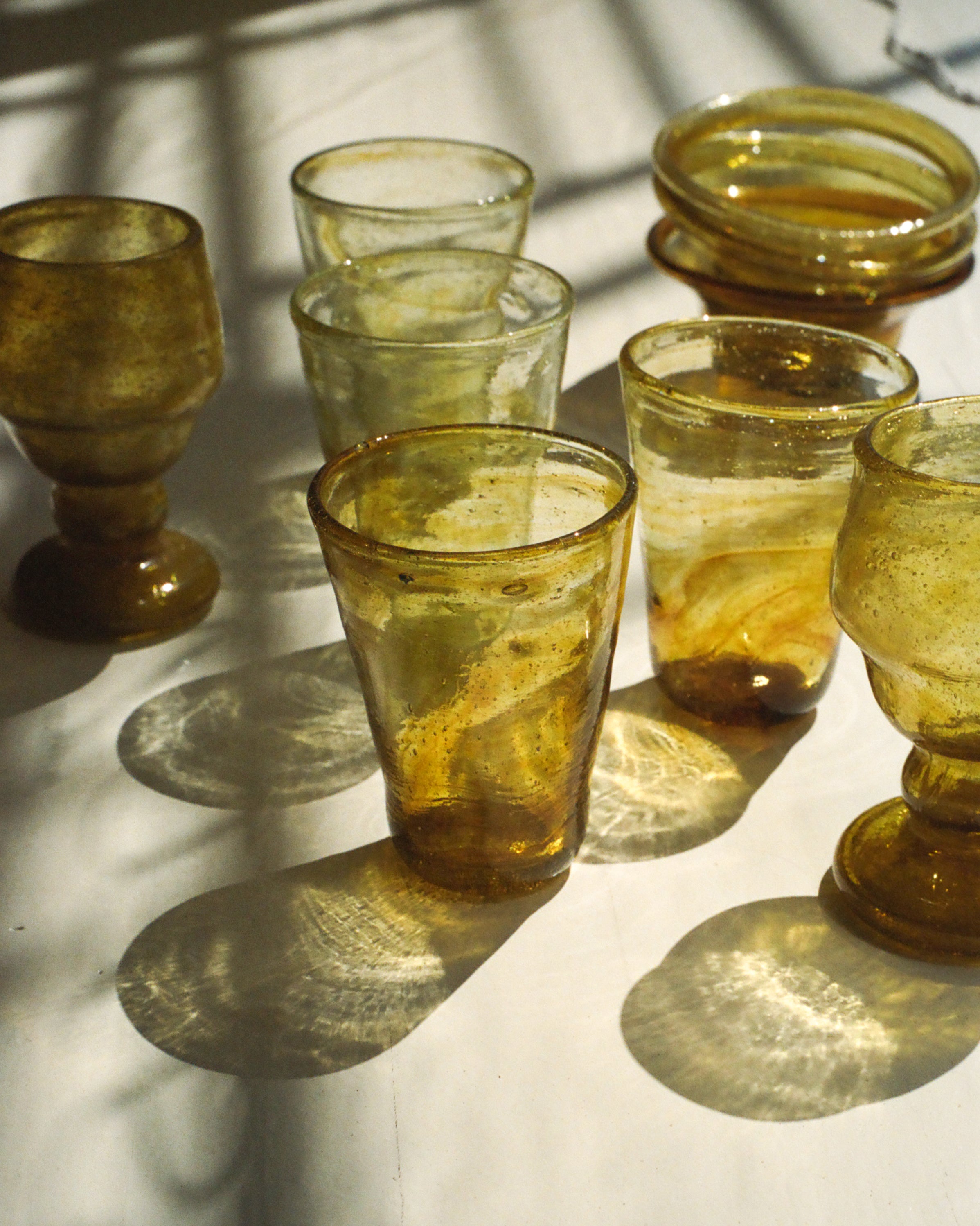 Egyptian Recycled Wine Glass in Amber