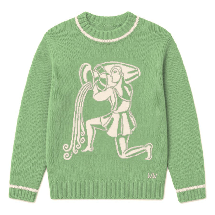 Aquarius Zodiac Sweater in Green