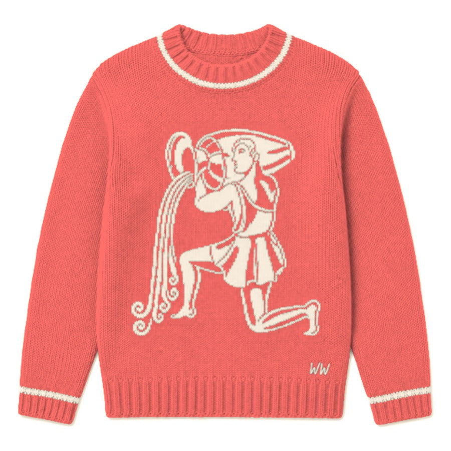 Aquarius Zodiac Sweater in Red