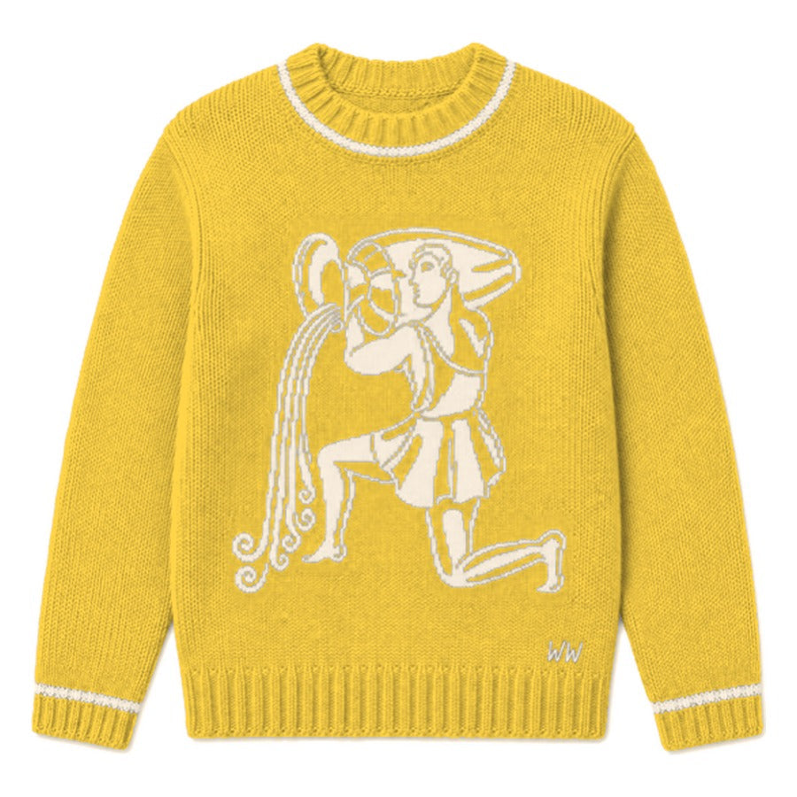 Aquarius Zodiac Sweater in Yellow