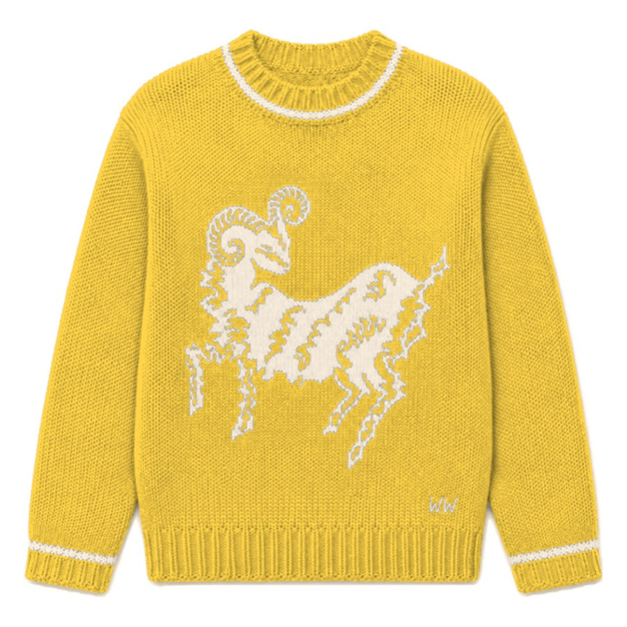Aries Zodiac Sweater in Yellow