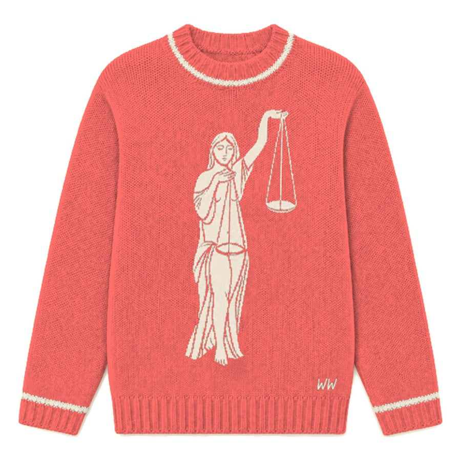 Libra Zodiac Sweater in Red