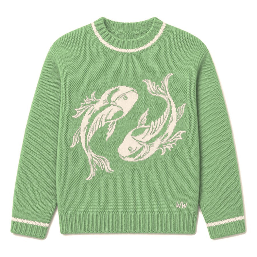 Pisces Zodiac Sweater in Green