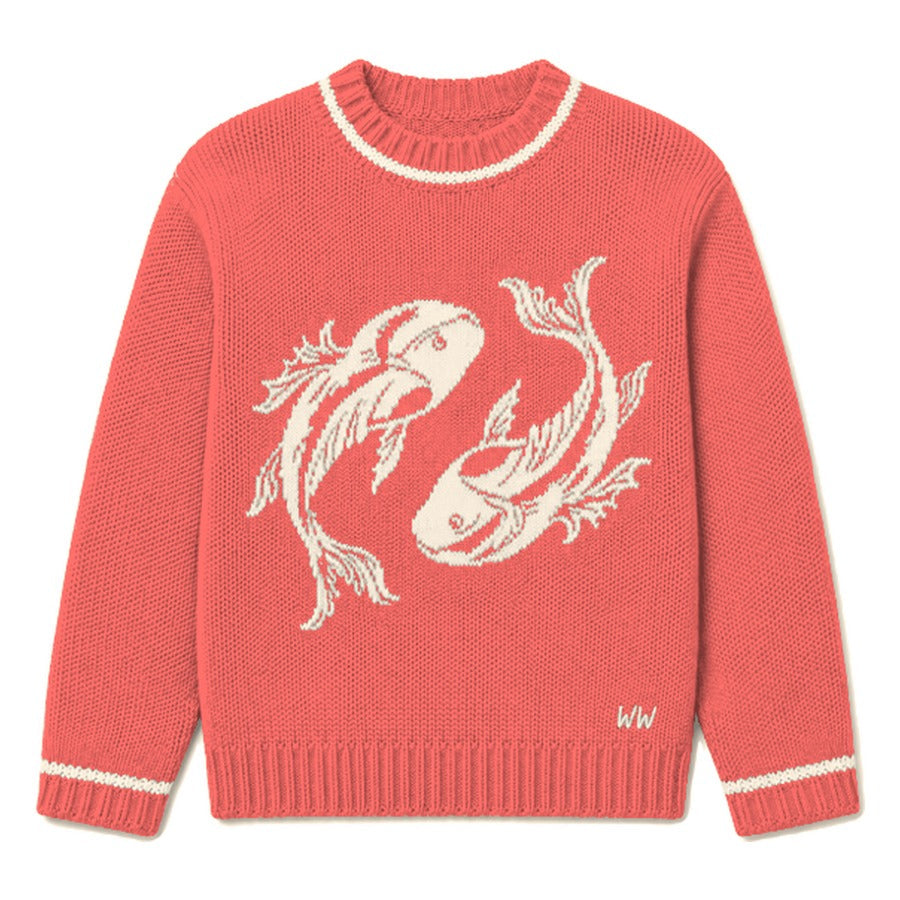 Pisces Zodiac Sweater in Red